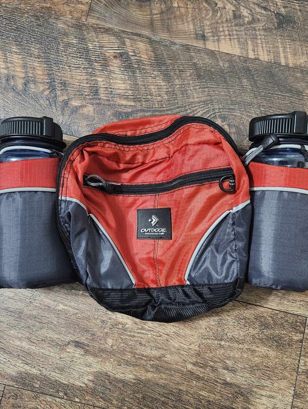 Outdoor Products Mojave Red, Gray And Black Waist Pack with Dual Bottle Holders